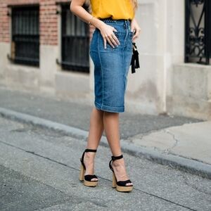 7 For All Mankind Denim Braided Denim Skirt